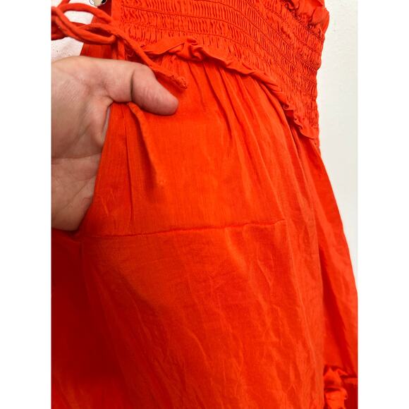 NICHOLAS Orange Mylah Plunge Neck Tie Front Beachy Boho Maxi Dress Size US 4 - Picture 12 of 16